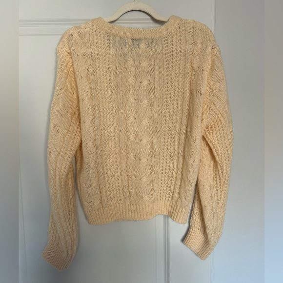 Rouje butter yellow cable knit cardigan, no damage, size FR 38, fit small/med - Picture 2 of 5